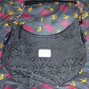Simply Vera Black Monogram Chain Hobo Purse